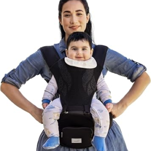 Grownsy Safety-Certified 3D Knit Baby Carrier Newborn to Toddler, Black | Ultra Breathable, Flexible Fit, Plus Size Friendly, Lightweight Baby Carrier With Hipseat, Holds Babies 7-50lbs