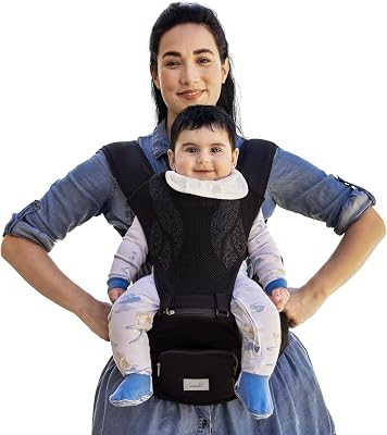 Grownsy Safety-Certified 3D Knit Baby Carrier Newborn to Toddler, Black | Ultra Breathable, Flexible Fit, Plus Size Friendly, Lightweight Baby Carrier With Hipseat, Holds Babies 7-50lbs