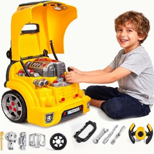 Large Truck Engine Toy for Kids: Mechanic Repair Car Kit for Toddlers – Interactive Workshop Set Take Apart Motor Vehicle with Light and Sound for Boys Children 3+ Years Old