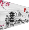 Japanese Landscape Large Mouse Pad, Large Extended Mouse Pad for Home Office Gaming Work 31.5×15.7inch, Big Computer Mousepad Waterproof Non-Slip Rubber Mice Pads Stitched Edges