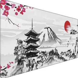Japanese Landscape Large Mouse Pad, Large Extended Mouse Pad for Home Office Gaming Work 31.5×15.7inch, Big Computer Mousepad Waterproof Non-Slip Rubber Mice Pads Stitched Edges