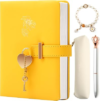 Diary with Lock for Girls – Birthday Gifts for Girls Ages 8 9 10 11 12 Year Old – Arts and Crafts for kids – Journal Kit Includes: Pencil Case, Bracelet, Pen, Leather Journal for Teen Girls & Kids