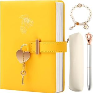 Diary with Lock for Girls – Birthday Gifts for Girls Ages 8 9 10 11 12 Year Old – Arts and Crafts for kids – Journal Kit Includes: Pencil Case, Bracelet, Pen, Leather Journal for Teen Girls & Kids