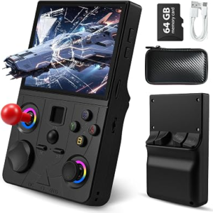 DC35V Retro Handheld Game Console, 3.5 Inch HD IPS Screen (Black)