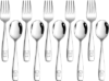 LIANYU 10 Pieces Toddler Silverware Set, Stainless Steel Kids Silverware Set, Metal Baby Utensils with Small Toddler Forks and Spoons, Children Safe Flatware with Cute Pattern, Dishwasher Safe