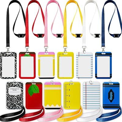 6 Pack Teacher Lanyards with ID Badge Holders, Thickened Waterproof Teacher Appreciation Gifts, Classroom Themed Back to School Badge Holders with Breakaway Clasp for Teachers (6 Pack)