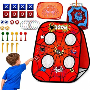 EagleStone 5-in-1 Spider Bean Bag Toss Game,Kids Outdoor Cornhole Board Toy | Family Party Activity Yard Backyard Beach Lawn Party Carnival Camping Game Toys for 3-12 Year Old Boys Girls Birthday Gift