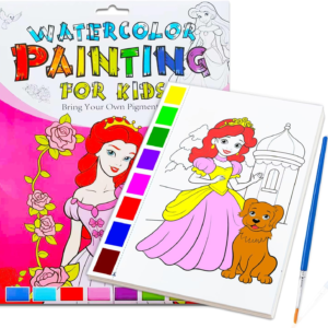 JZILU Watercolor Coloring Book for Kids, Paint with Water- Magic Paint Set Water Painting Book for Toddlers- Arts and Crafts Kit for Girls Boys Travel Activities -Stocking Stuffers for Kids