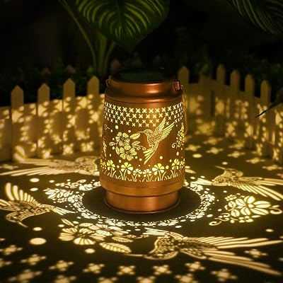 QPPDER Garden Decor Hummingbird Solar Lanterns
