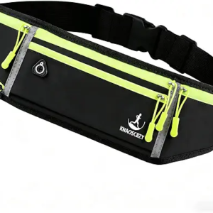Running Belt for Men and Women, 4-Pocket Waist Pack Fits Large Phones, Lightweight No-Bounce Running Fanny Pack with Water Bottle Holder for Running, Walking, Cycling, Gym
