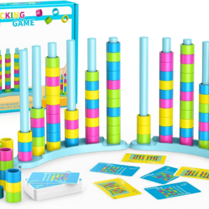 Color Matching Challenge Game 2 Pack , Fast Pattern Stacking Games With 2-4 Players, Fun Family Board Puzzle Game For Kids & Adults, Birthday Easter Christmas Party Gifts For Boy & Girls & Adults