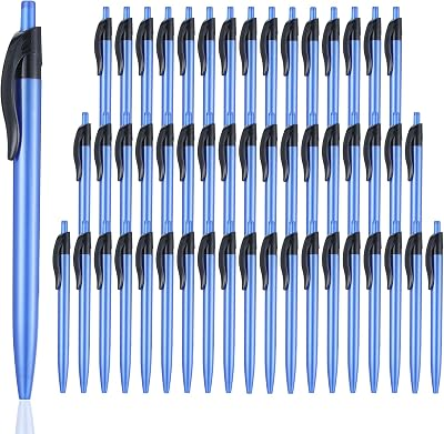 Retractable Blue Ballpoint Pen Pack of 50 Blue Pens Bulk for Smooth Writing 1.0mm Medium Blue Ink Pen with Comfort grip, Idea for Journaling, Planner, Note Taking Office School Supplies