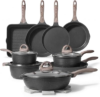 JEETEE Pots and Pans Set Non Stick 23pcs, Healthy Kitchen Cookware Sets, Induction Cooking Set W/Gray Frying Pans, Saucepans, Sauté & Griddle & Crepe Pan (PFOA, PFAS Free)