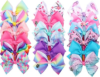 18pcs Hair Bows for Girls – 5 Inch Large Bow Alligator Clips for Girls Unicorn Rainbow Ribbon Colorful Hair Accessories for Toddler Teens Kids(18PCS)