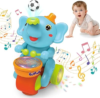 ARHEQI Baby Elephant Musical Crawling Toy with Lights, Sounds, Blowing Ball, Infant Sensory Toys, Birthday Gifts for Kids Boy Girl 3 4 5 6 7 8 Years (Blue)