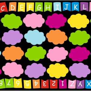 Boooooom Jackson Classroom Rug – 7’6”x13’12” Rainbow Alphabet Clouds Square Preschool Classroom Carpet, Non-Slip & Stain Resistant, 20X Easy Clean, Thick Nylon Kids Playroom Floor Mat