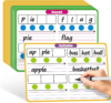 PraxiKidy 12 Pack Phonemic Awareness Dry Erase Flash Card,Phonics Games Science Reading Manipulative Speech Therapy Material Elkonin Box 1st Grade Classroom Must Haves Teacher Homeschool Supplies