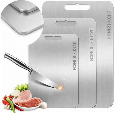 2026 Upgraded Titanium Cutting Board for Kitchen, Extra Thick 100% Pure Titanium Chopping Board, Double-Sided Food-Grade Board with Scratch-Resistant Surface & Smooth Rounded Edges(14×10IN)