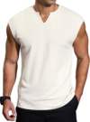 COMDECEVIS Mens Casual V-Neck Ribbed Knit Tank Tops