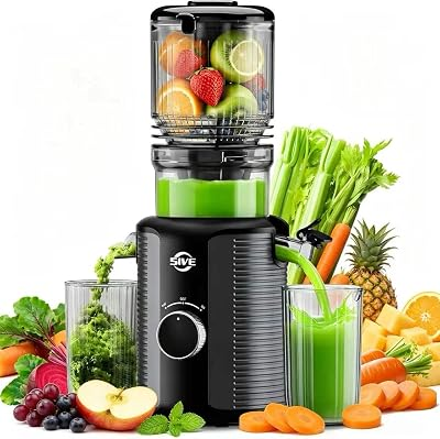 5ive Cold Press Juicer, 5.1" Juicer Press with 41oz Capacity for Fruits Veg