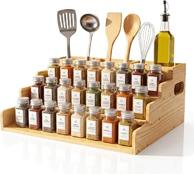 WOOORGANIX 3 Tiered Wooden Spice Rack