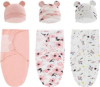 3-Pack Organic Baby Swaddle Sleep Sacks – born Sack Ergonomic Swaddles 0-3 Months Blanket Wrap (Pink),G01