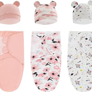 3-Pack Organic Baby Swaddle Sleep Sacks – born Sack Ergonomic Swaddles 0-3 Months Blanket Wrap (Pink),G01