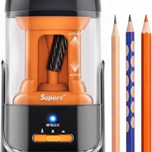 M&G S5 Electric Pencil Sharpener,Fully Automatic for 6.5–11mm No.2 & Colored Pencils,Auto In & Out,3 Sharpness Modes,Type-C Rechargeable,Helical Blade,Hands-Free for School Classroom Home Office,Black