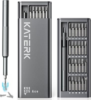 KATERK 25-in-1 Small Screwdriver Set - Precision Mini Eyeglass Repair Tool Kit with Magnetic for Glasses, Laptop, iPhone, Macbook, Computer, Watch, Xbox, Switch, Electronic, Father Day Gifts for Men