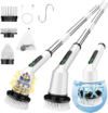 Electric Spin Scrubber for Cleaning Bathroom, Shower Scrubber Cordless Cleaning Brush with IPX7 Waterproof & 2 Speed, 3 Flat Brush Heads, Bathroom Cleaning Supplies for Shower Tub Kitchen Tile Toilet