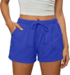 Casual Shorts for Women Elastic Waist Lounge Beach Loose Shorts Blue