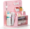 Comix Desk Organizer with 2 Drawer, Pink 360° Rotating Pen Holder for Desk