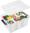NUMIFUN 17QT Clear Storage Bins with Lids & Dividers for Crafts