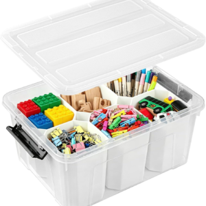NUMIFUN 17QT Clear Storage Bins with Lids & Dividers for Crafts