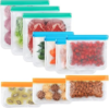 10Pack Reusable Freezer Bags, Leakproof Silicone Food Storage Bags, Dishwasher Safe Bpa Free Reusable Bags For Lunch Marinate & Travel – 3 Gallon, 4 Sandwich, 3 Snack Sizes