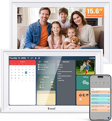 15.6" Digital Calendar Wall Planner - Eyoyo Smart Family Command Center & Chore Chart Touchscreen, WiFi Real-Time Sync Auto-Dimming Display for Kids R