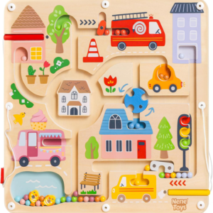 Nene Toys Magnetic Maze Board – Toddler Travel Toy 2+ – Montessori Busy Board Alternative – Bead Maze Puzzle with Tethered Stylus – Quiet Car/Plane Activity – Fine Motor Skills, Hand-Eye Coordination