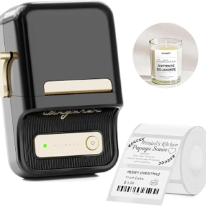 NIIMBOT B21 Label Maker, Thermal Label Printer, Portable Inkless Label Makers for Home/Office/Business, with 1 Pack 50x30mm White Label, Compatible with iOS & Android (Black)