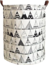 Nictemaw Large Storage Basket, Folding Laundry Hamper Canvas Laundry Basket with Waterproof PE Coating, Round Large Storage Baskets for Bedroom, Clothes, Toys