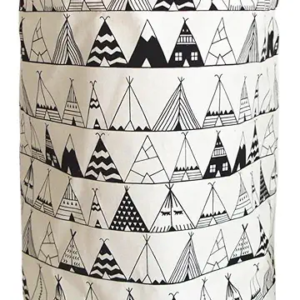 Nictemaw Large Storage Basket, Folding Laundry Hamper Canvas Laundry Basket with Waterproof PE Coating, Round Large Storage Baskets for Bedroom, Clothes, Toys
