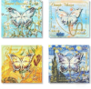 4 Pieces Golden Metal Butterfly Bookmarks with Chain, Art Oil Painting Scenery Bookmarks, Colorful Butterfly Book Marks Gifts for Book Lovers, Readers