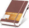 MINICAGIE Lined Journal for Women Men 256 Pages 100 Gsm Thick Textured Leather Journaling Notebooks for Writing A5 Wide Ruled Hardcover Notebook for Work School Note Taking, 5.7 x 8.3 In, Brown