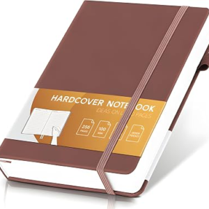 MINICAGIE Lined Journal for Women Men 256 Pages 100 Gsm Thick Textured Leather Journaling Notebooks for Writing A5 Wide Ruled Hardcover Notebook for Work School Note Taking, 5.7 x 8.3 In, Brown