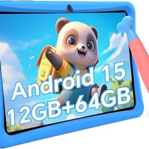 2026 Upgraded TABWEE Kids Tablet 10 Inch, Latest Android 15 Tablet for Kids Ages 6-12, 12GB RAM 64GB ROM (Expandable 2TB), HD Eye-Care Display, Parental Control, WiFi, Kid-Proof Case & Stylus Included