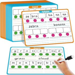 Laffunz 12 Packs Phonemic Awareness Dry Erase Board, Speech Therapy Material Dry Erase Phonics Games Flash Cards, Elkonin Boxes Science of Reading Spelling Manipulatives Classroom Materials Must Have