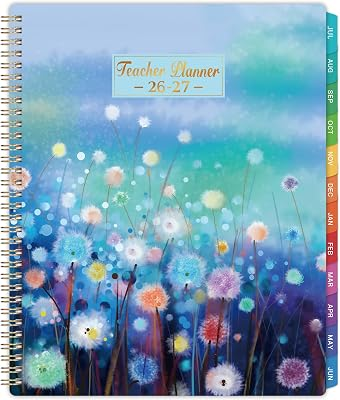 Teacher Planner 2026-2027 - Planner 2026-2027, Teacher Lesson Planner from July 2026 to June 2027, 11" x 8.3", Weekly & Monthly Lesson Plan Book for Teachers - Blue Floral