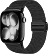 Stretchy Band Compatible with Apple Watch Bands 40mm 41mm 42mm 38mm 44mm 45mm 46mm 49mm Women Men,Magnetic Clasp Nylon Elastic Sport Strap for iWatch Series 11 10 9 8 7 6 5 4 3 SE SE2 SE3 Ultra (black, 38mm/40mm/41mm/(42mm-Series 10 11))