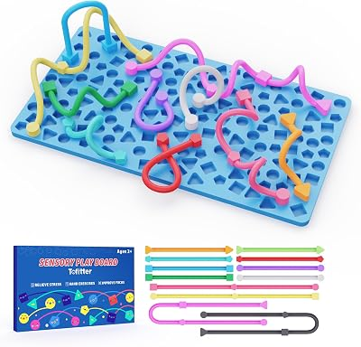 Sensory Activity Board,Fidget Toys for Kids & Adults with Shape Matching, Quiet Busy Board for Travel, Airplane, Car& Classroom, Calming Sensory Toy for Focus & Relaxation, Autism