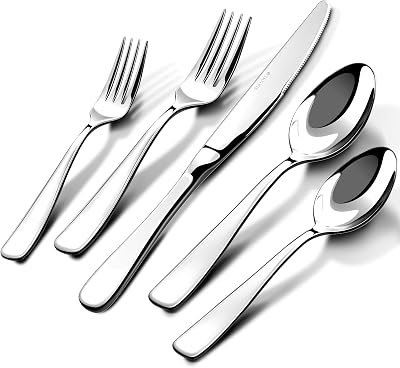 Silverware Set for 8, 40 Piece Heavy 18/10 Stainless Steel Flatware Utensils Cutlery Set, Mirror Polished knives Forks and Spoons Silverware Sets,Dishwasher Safe for Dinner Home Kitchen,Wedding Party