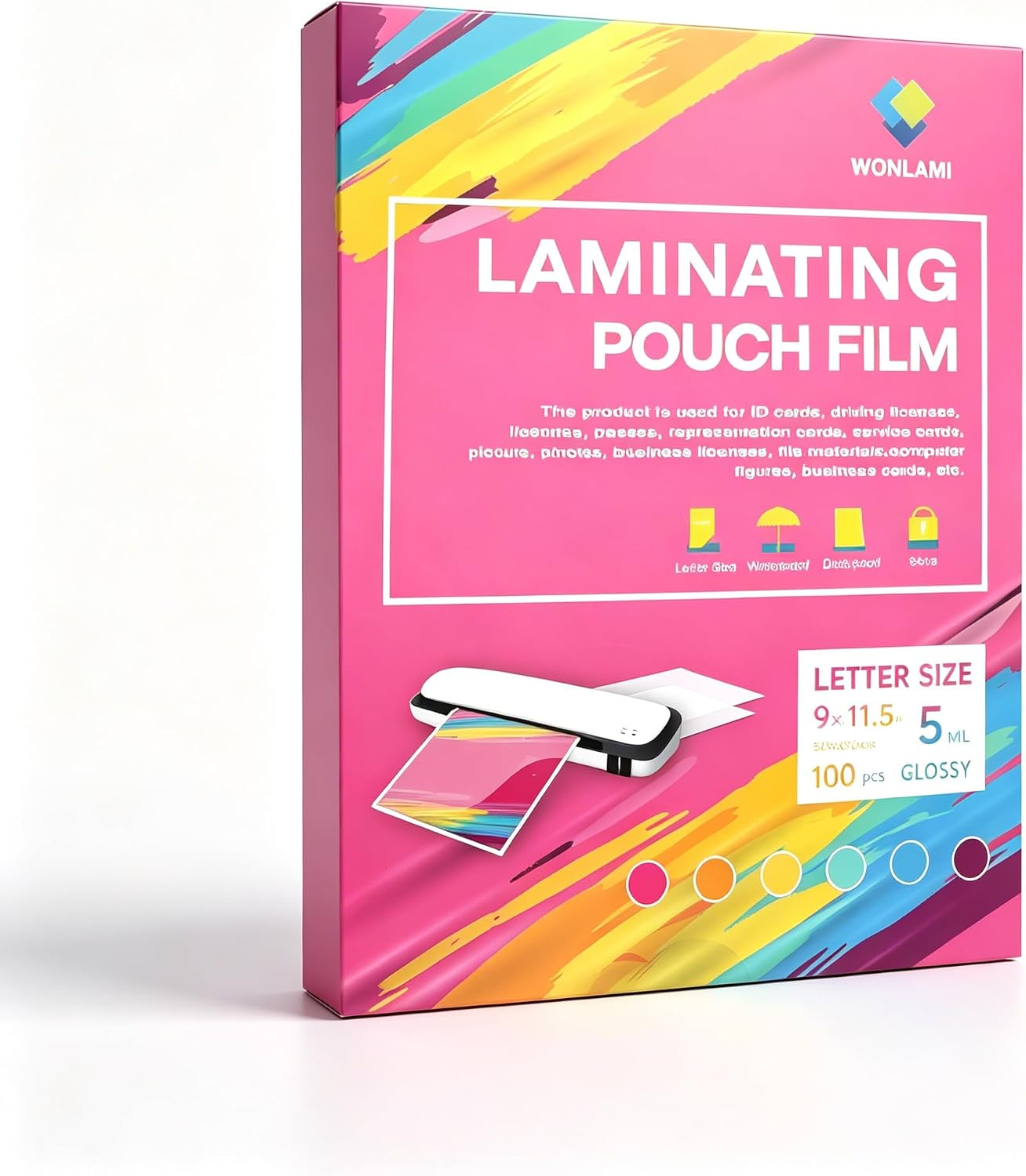 WONLAMI Thermal Laminator Sheets,100 Pack 5 mil Laminating Pouches 8.5 x 11 Laminating Sheets,9x11.5-Inch Clear Thermal Laminating Sheets Different Sizes Plastic Paper Lamination Sheets